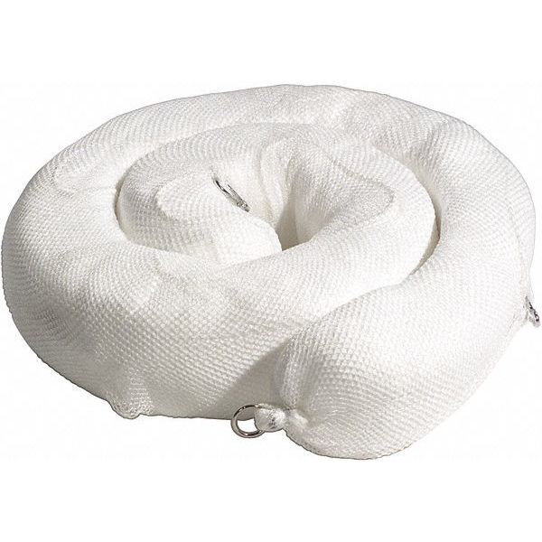 Sorbents, 38 gal/pk; 9 gal/boom, Oil Absorbed, White, Polyester, 4 PK
