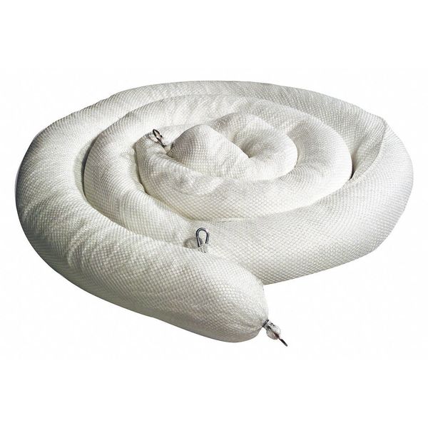 Sorbents, 38 gal/pk; 9 gal/boom, Oil Absorbed, White, Polyester, 2 PK