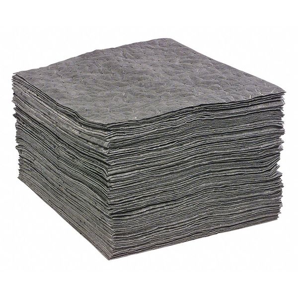 Sorbents, 28 gal/pk, 0.2889 gal/pad, Universal Absorbed, Gray, Polypropylene, 100 PK