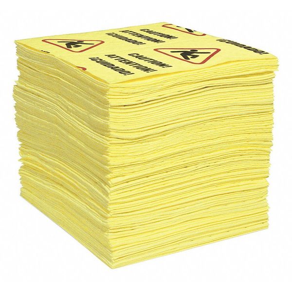Sorbents, 29 gal/pk, 0.291 gal/pad, Universal Absorbed, Yellow, Polypropylene, 100 PK