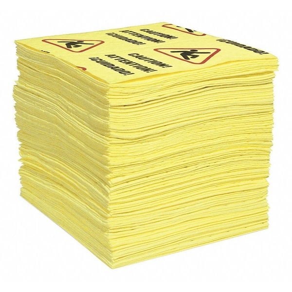 Sorbents, 24 gal/pk, 0.247 gal/pad, Universal Absorbed, Yellow, Polypropylene, 100 PK