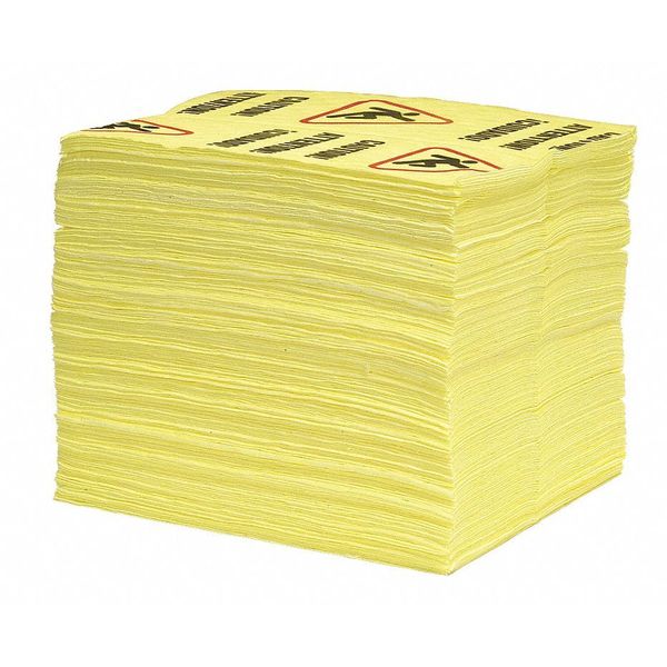 Sorbents, 31 gal/pk, 0.1554 gal/pad, Universal Absorbed, Yellow, Polypropylene, 200 PK