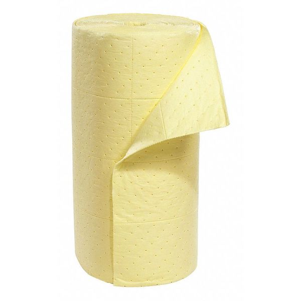 Sorbents, 49 gal/pk, Harsh Chemicals Absorbed, Yellow, Polypropylene