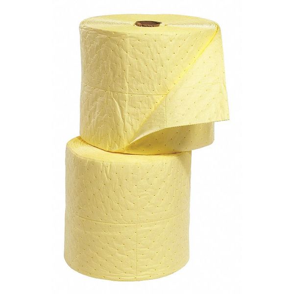 Sorbents, 55.2 gal. Harsh Chemicals Absorbed, Yellow, Polypropylene, 2 PK