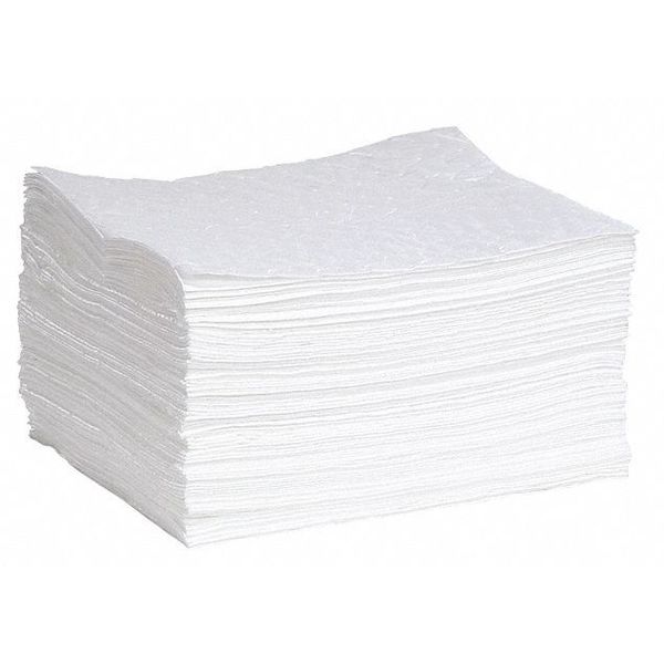 Sorbents, 22.2 gal. Oil Absorbed, White, Polypropylene, 100 PK