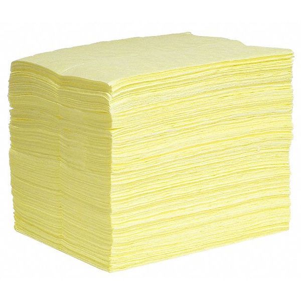 Sorbents, 31.1 gal. Harsh Chemicals Absorbed, Yellow, Polypropylene, 200 PK