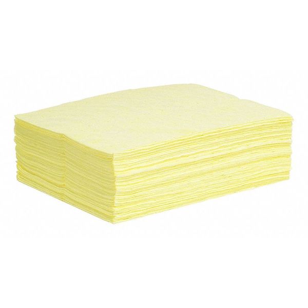 Sorbents, 14.55 gal. Harsh Chemicals Absorbed, Yellow, Polypropylene, 50 PK