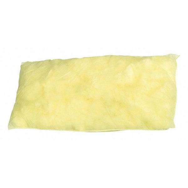 Sorbents, 27 gal/pk; 1 gal/pillow, Harsh Chemicals Absorbed, Yellow, Polyester, 20 PK