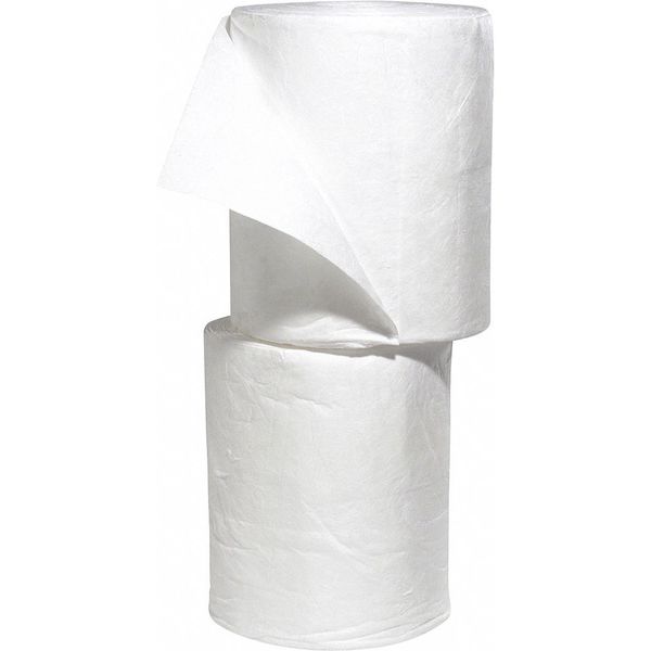 Sorbents, 63.4 gal. Oil Absorbed, White, Polypropylene, 2 PK