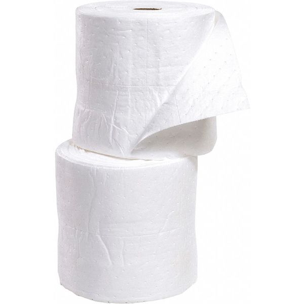 Sorbents, 46.1 gal. Oil Absorbed, White, Polypropylene, 2 PK