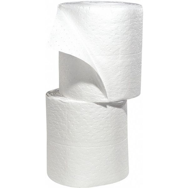 Sorbents, 44.4 gal. Oil Absorbed, White, Polypropylene, 2 PK