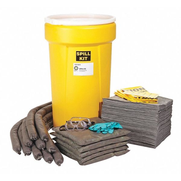 Spill Kit, 52 Gallon Volume Absorbed per Kit, 55 Gallon Container Capacity, Yellow, 144 Components