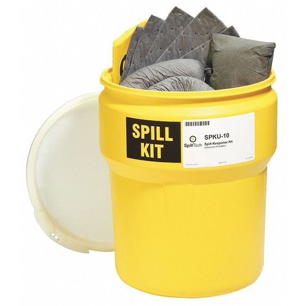 Spill Kit, 10 Gallon Volume Absorbed per Kit, 10 Gallon Container Capacity, Yellow, 36 Components
