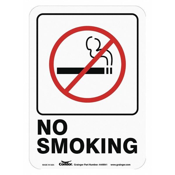 No Smoking Sign, 7 in Height, 5 in Width, Polyethylene, Vertical Rectangle, English