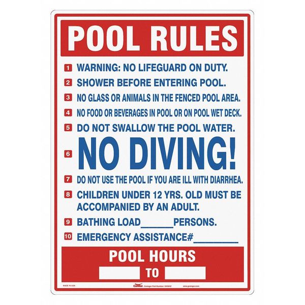 Safety Pool Rules Sign, 28