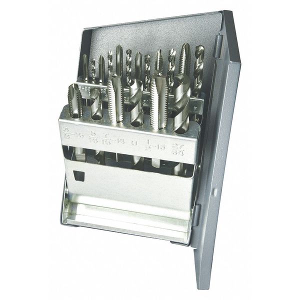 18pc HSS GP Bright Plug Spiral Point Tap & Bright Jobber Drill Set SPGP/150D Greenfield Threading