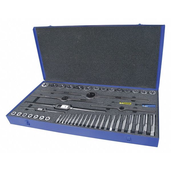 47PC Plug Hand Taps and Round Adjustable Dies Set 21 Sizes 1/4-20 To 1-14  UNC UNF & UNS & 1/8-27NPT
