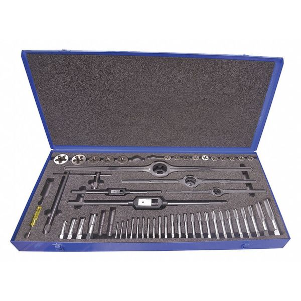 52PC Plug Hand Taps and Round Adjustable Dies Set #4-40 To 1-14  UNC UNF & UNS & 1/8-27NPT