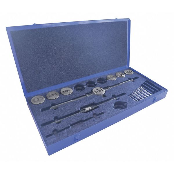 16PC Plug Hand Taps and Two-Piece Dies Set with Collet 7 Sizes, M6, M8, M10, M12, M14, M16, and M18