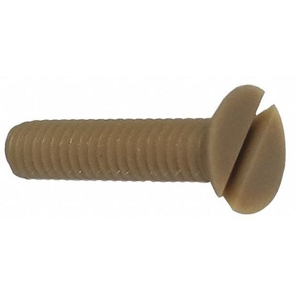 M3-0.50 x 6 mm Slotted Flat Machine Screw, Plain PEEK, 10 PK