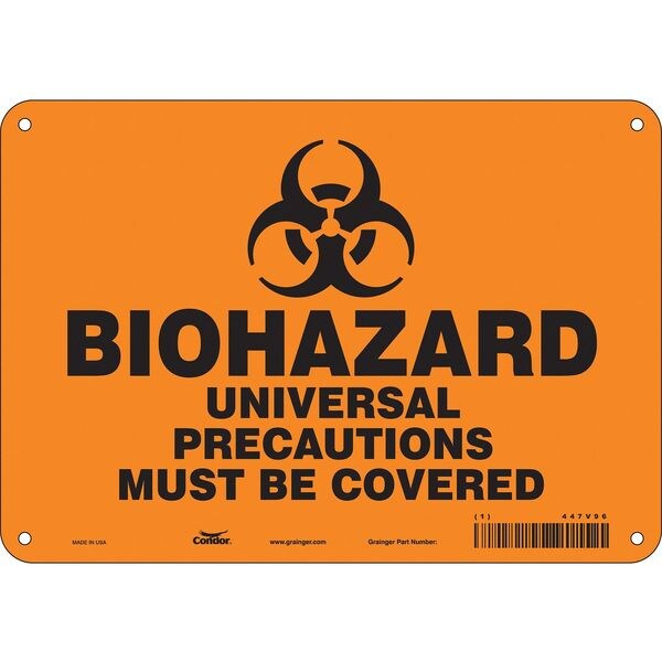 Biohazard Sign, 7 in H, 10 in W, Polyethylene, Vertical Rectangle, English, 447V96