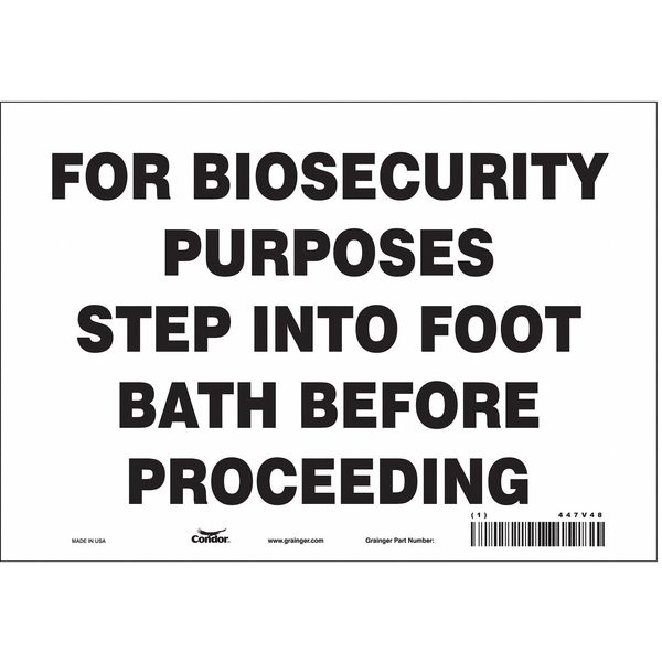 Biohazard Sign, 7 in H, 10 in W, Vinyl, Vertical Rectangle, English, 447V48