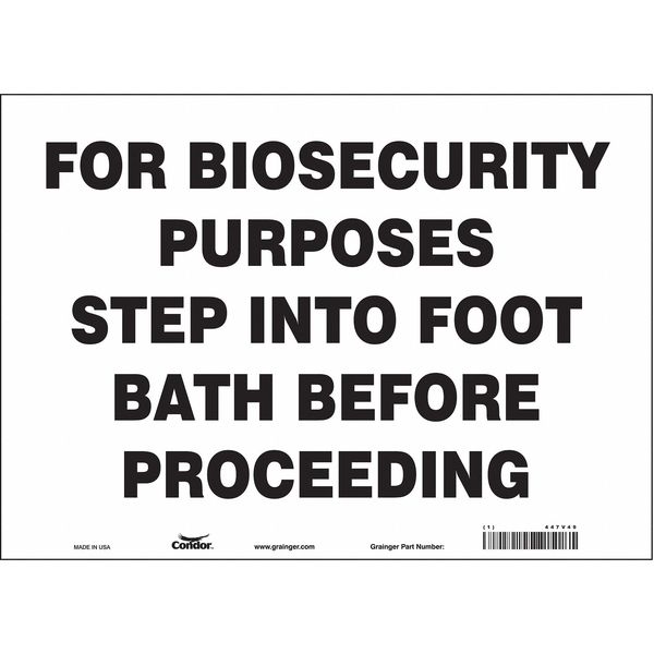 Biohazard Sign, 10 in H, 14 in W, Vinyl, Horizontal Rectangle, English, 447V49
