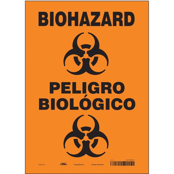 Safety Sign, 14 in Height, 10 in Width, Vinyl, Vertical Rectangle, English, Spanish, 447W95