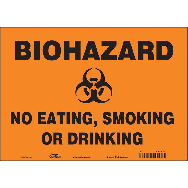 Safety Sign, 10 in Height, 14 in Width, Vinyl, Horizontal Rectangle, English, 447W34