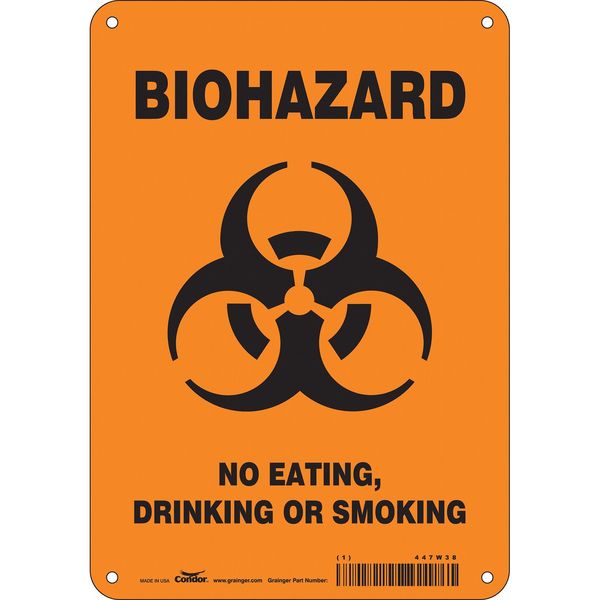 Safety Sign, 10 in Height, 7 in Width, Polyethylene, Horizontal Rectangle, English, 447W38