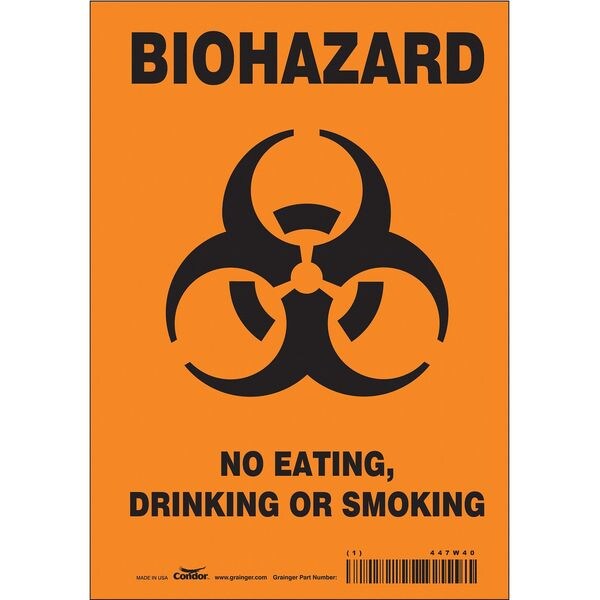 Safety Sign, 10 in Height, 7 in Width, Vinyl, Horizontal Rectangle, English, 447W40