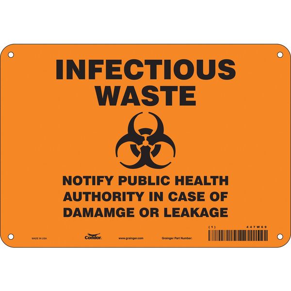 Safety Sign, 7 in Height, 10 in Width, Polyethylene, Vertical Rectangle, English, 447W69