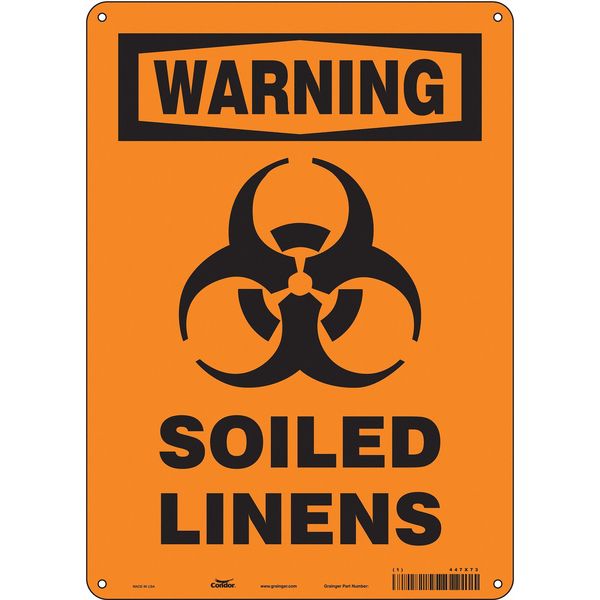 Biohazard Sign, 10 in H, 7 in W, Polyethylene, Horizontal Rectangle, English, 447X73