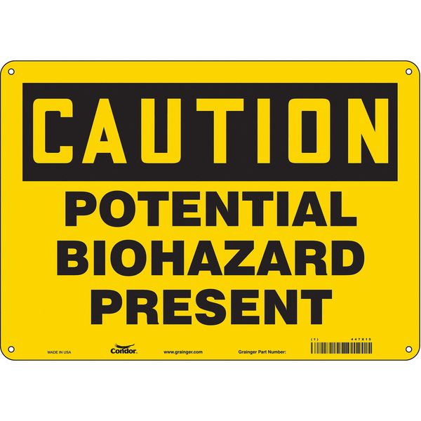 Safety Sign, 10 in Height, 14 in Width, Polyethylene, Horizontal Rectangle, English, 447X15