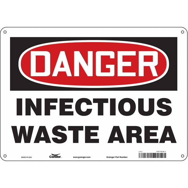 Safety Sign, 10 in Height, 14 in Width, Polyethylene, Horizontal Rectangle, English, 447X21