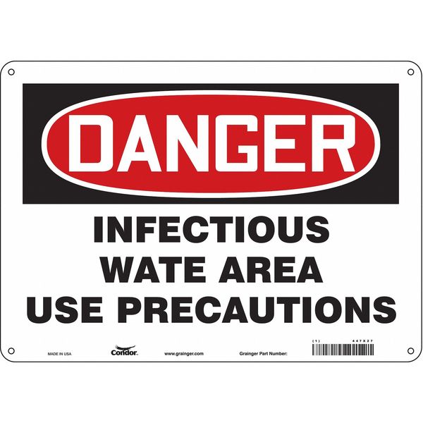 Safety Sign, 10 in Height, 14 in Width, Polyethylene, Horizontal Rectangle, English, 447X27