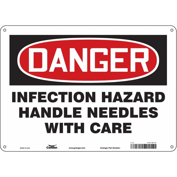 Safety Sign, 10 in Height, 14 in Width, Polyethylene, Horizontal Rectangle, English, 447X33
