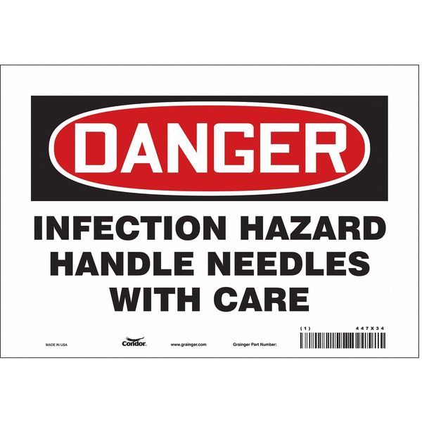 Safety Sign, 7 in Height, 10 in Width, Vinyl, Vertical Rectangle, English, 447X34