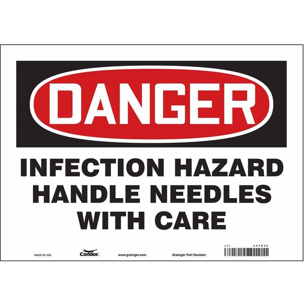Safety Sign, 10 in Height, 14 in Width, Vinyl, Horizontal Rectangle, English, 447X35