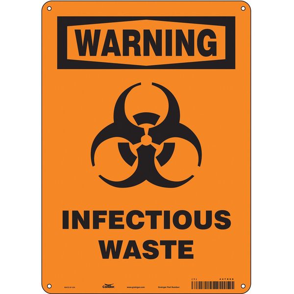 Safety Sign, 14 in Height, 10 in Width, Polyethylene, Vertical Rectangle, English, 447X68