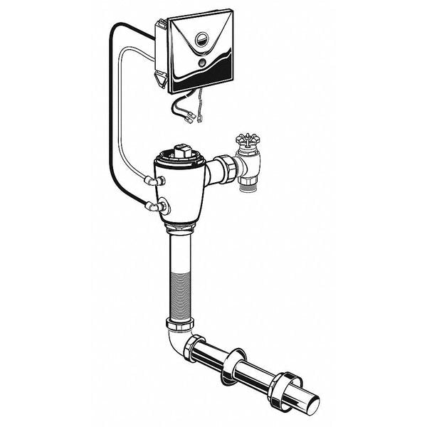 1.1 gpf, Toilet Automatic Flush Valve, Polished chrome, 1 in IPS