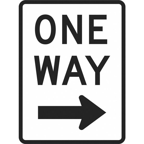 One Way Traffic Sign, 18 in H, 12 in W, Aluminum, Vertical Rectangle, English, T1-1014-EG_12x18
