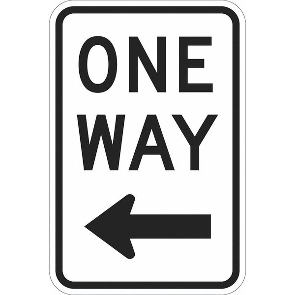 One Way Traffic Sign, 18 in H, 12 in W, Aluminum, Vertical Rectangle, English, T1-1015-EG_12x18
