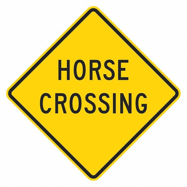 Horse Crossing Traffic Sign, 12 in H, 12 in W, Aluminum, Diamond, English, T1-1579-DG_12x12