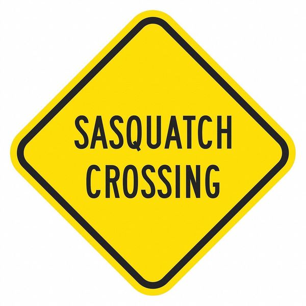 Sasquatch Crossing Traffic Sign, 12 in H, 12 in W, Aluminum, Diamond, English, T1-1595-EG_12x12