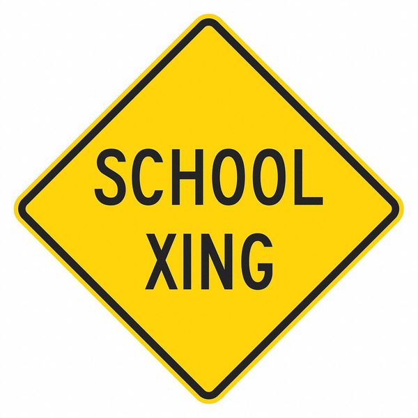 School Crossing Traffic Sign, 12 in H, 12 in W, Aluminum, Diamond, English, T1-1597-HI_12x12