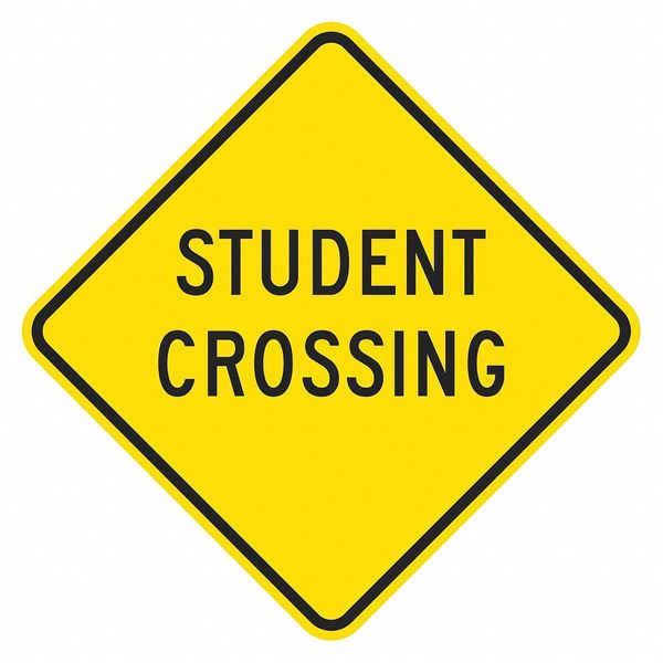 Student Crossing Traffic Sign, 12 in H, 12 in W, Aluminum, Diamond, English, T1-1614-EG_12x12