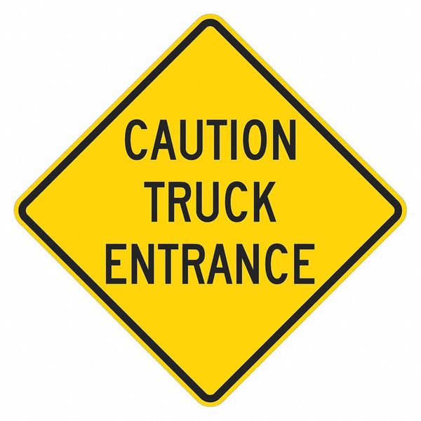Truck Entrance Traffic Sign, 12 in H, 12 in W, Aluminum, Diamond, English, T1-1867-DG_12x12