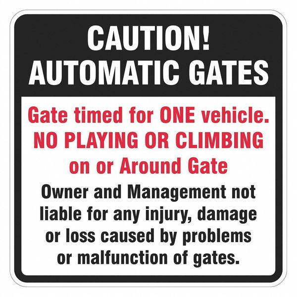 Parking Lot Gate Parking Sign, 12 in H, 12 in W, Aluminum, Square, English, T1-1384-HI_12x12