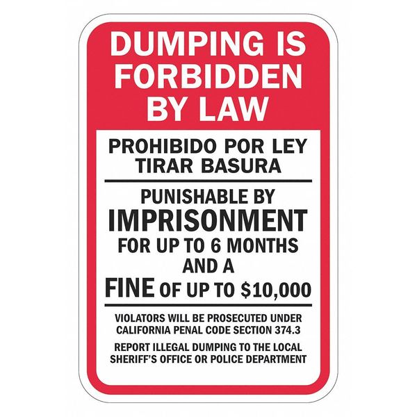 Facility Sign, 18 in H, 12 in W, Aluminum, Vertical Rectangle, English, Spanish, T1-1682-HI_12x18